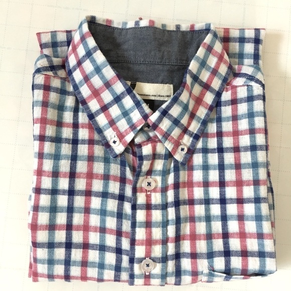 Dressmann Plaid Linen Blend Short Sleeve Shirt M - Picture 14 of 14